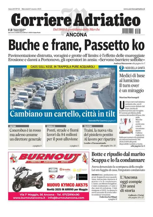 Prima-pagina-corriere adriatico-edizione-di-oggi-05-03-2025